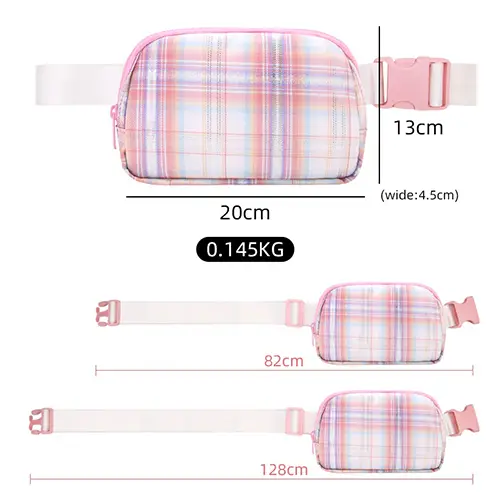  Trendy Plaid Waist Bag with Adjustable Strap and Multi-Function Compartments